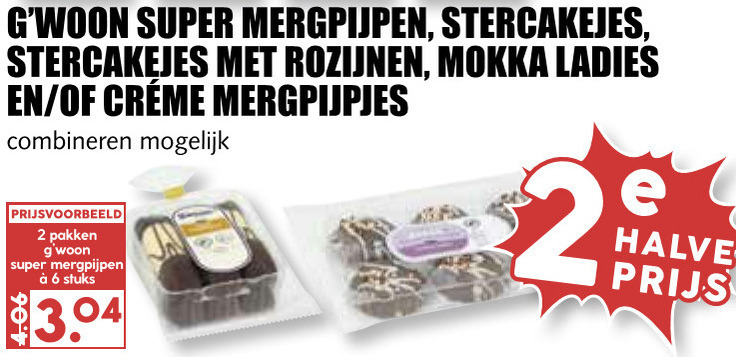 Gwoon   mergpijpjes, cakejes folder aanbieding bij  MCD Supermarkt Basis - details