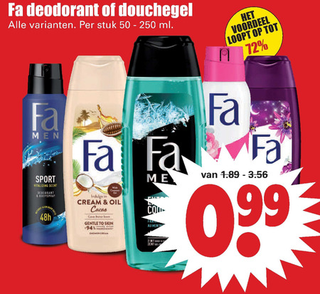 Fa   douchegel, deodorant folder aanbieding bij  Dirk - details