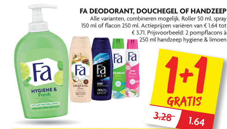 Fa   handzeep, douchegel folder aanbieding bij  Dekamarkt - details