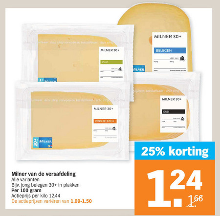 Milner   kaas, kaasplakken folder aanbieding bij  Albert Heijn - details