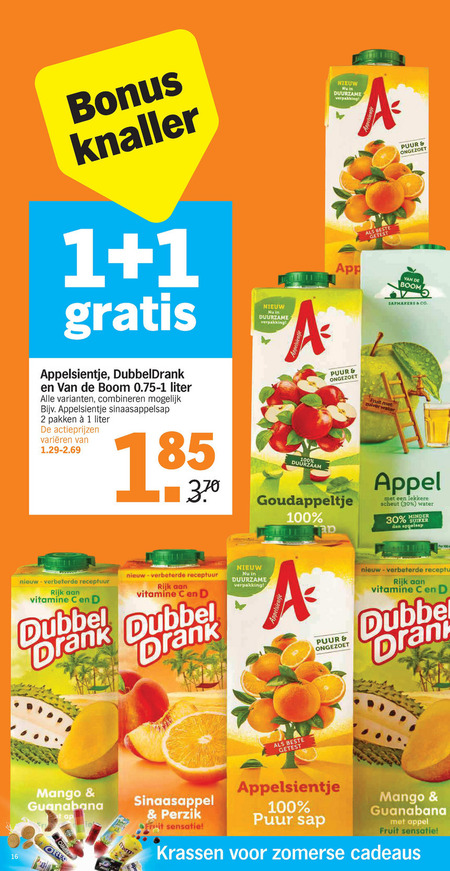 Dubbeldrank   fruitdrank folder aanbieding bij  Albert Heijn - details