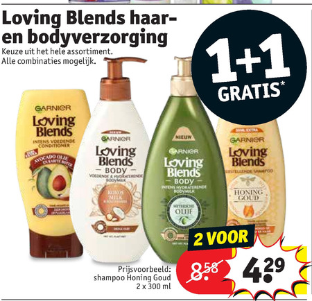 Garnier Loving Blends   bodylotion, conditioner folder aanbieding bij  Kruidvat - details