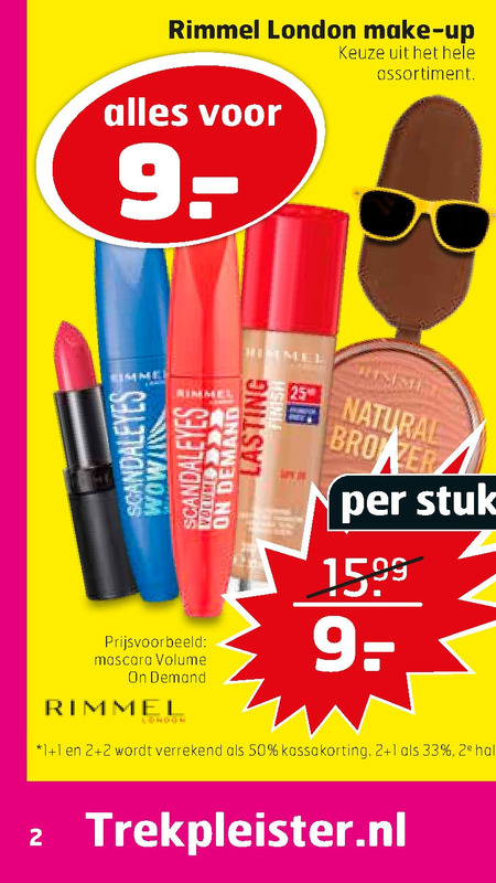 Rimmel   lipstick, mascara folder aanbieding bij  Trekpleister - details