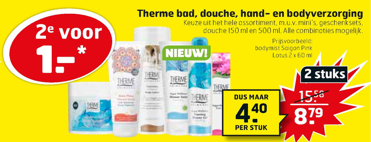 Therme   douchegel, badolie folder aanbieding bij  Trekpleister - details