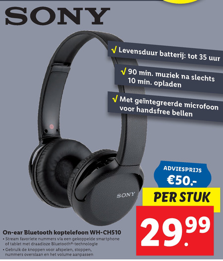 Sony   koptelefoon folder aanbieding bij  Lidl - details