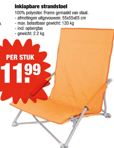 eigenaar Wirwar geweer strandstoel folder aanbieding bij Aldi - details