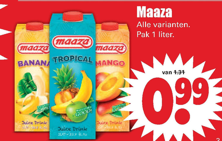 Maaza   fruitdrank folder aanbieding bij  Dirk - details