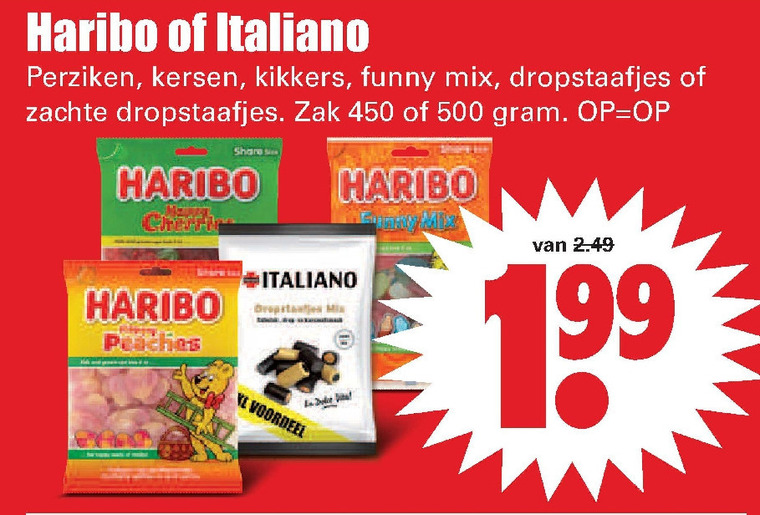 Italiano   snoep, drop folder aanbieding bij  Dirk - details