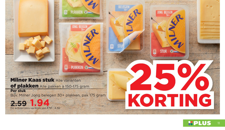 Milner   kaasplakken, kaas folder aanbieding bij  Plus - details