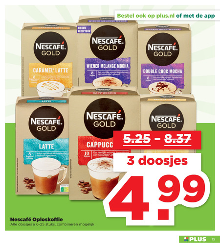 Nescafe   oploskoffie folder aanbieding bij  Plus - details