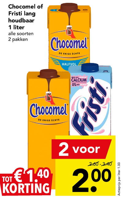 Fristi   drinkyoghurt, chocolademelk folder aanbieding bij  Deen - details