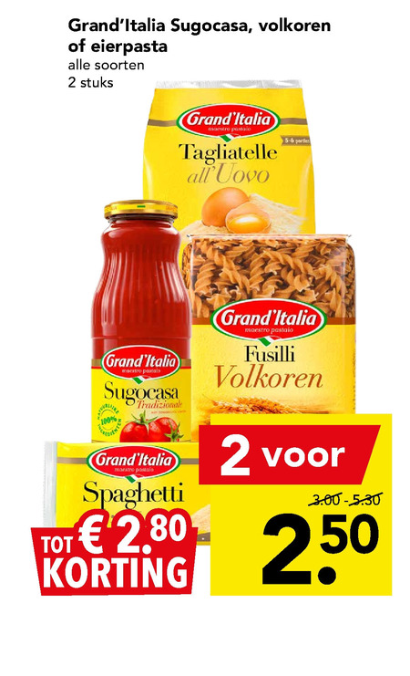 Grand Italia   spaghetti, fusilli folder aanbieding bij  Deen - details