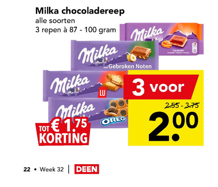 Milka   chocolade folder aanbieding bij  Deen - details