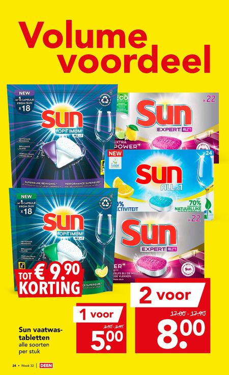 Sun   vaatwasmiddel folder aanbieding bij  Deen - details