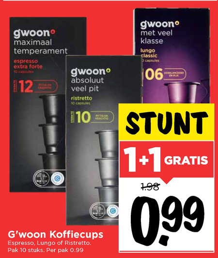 Gwoon   koffiecups folder aanbieding bij  Vomar - details