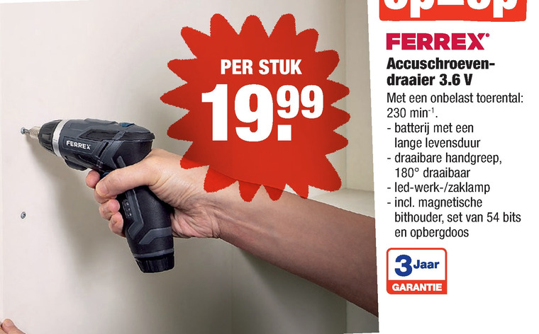 Ferrex   accuschroevendraaier folder aanbieding bij  Aldi - details