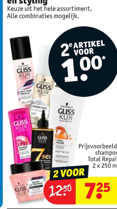 Gliss Kur   conditioner, shampoo folder aanbieding bij  Kruidvat - details