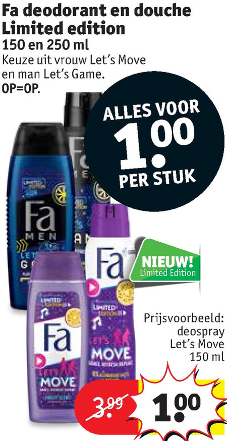 Fa   deodorant, douchegel folder aanbieding bij  Kruidvat - details