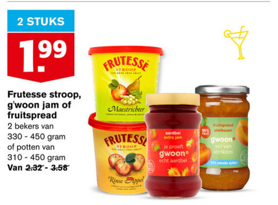 Frutesse   appelstroop, jam folder aanbieding bij  Hoogvliet - details