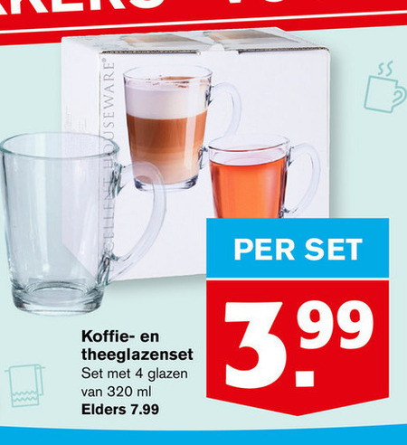 vragen dienen Schrijf een brief theeglas, koffieglas folder aanbieding bij Hoogvliet - details