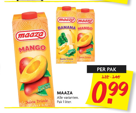 Maaza   fruitdrank folder aanbieding bij  Dekamarkt - details