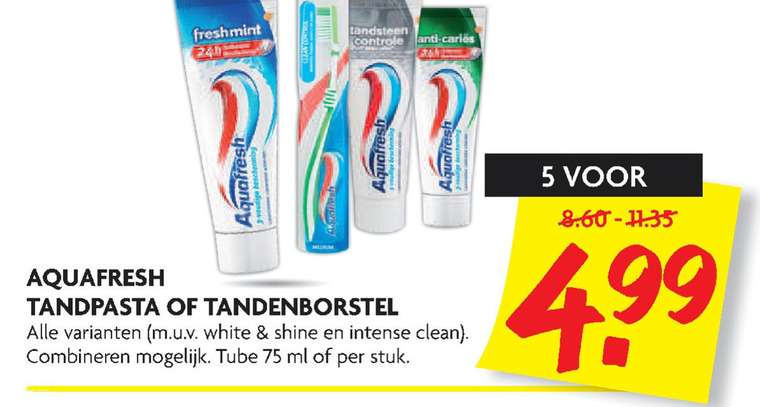 Aquafresh   tandenborstel, tandpasta folder aanbieding bij  Dekamarkt - details