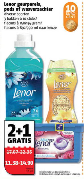 Lenor   wasverzachter, wasmiddel folder aanbieding bij  Poiesz - details