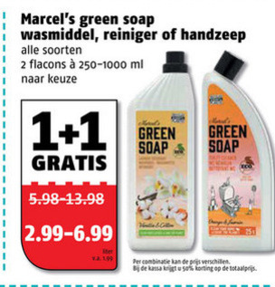 Marcels Green Soap   wasmiddel, allesreiniger folder aanbieding bij  Poiesz - details