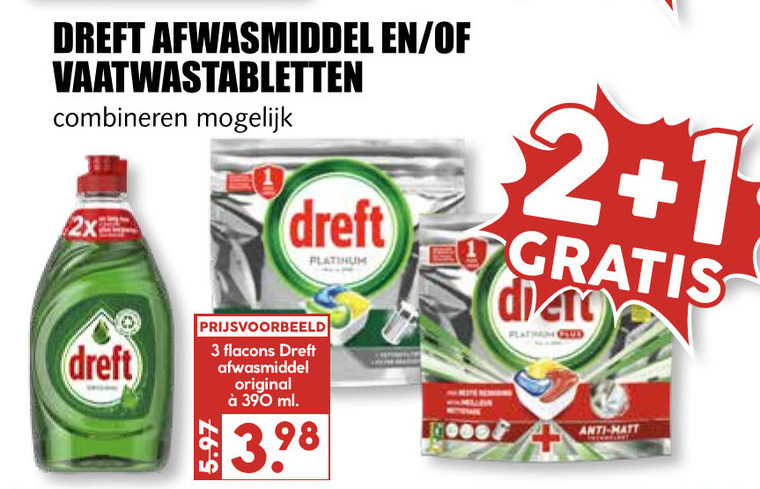 Dreft   vaatwasmiddel, afwasmiddel folder aanbieding bij  MCD Supermarkt Basis - details