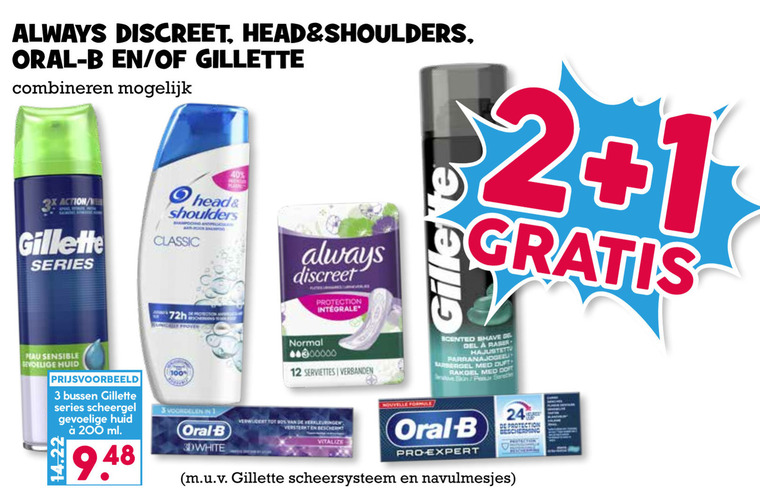 Gillette   maandverband, scheerschuim folder aanbieding bij  Boons Markt - details