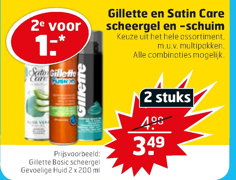 Gillette Satin Care   scheergel, scheerschuim folder aanbieding bij  Trekpleister - details