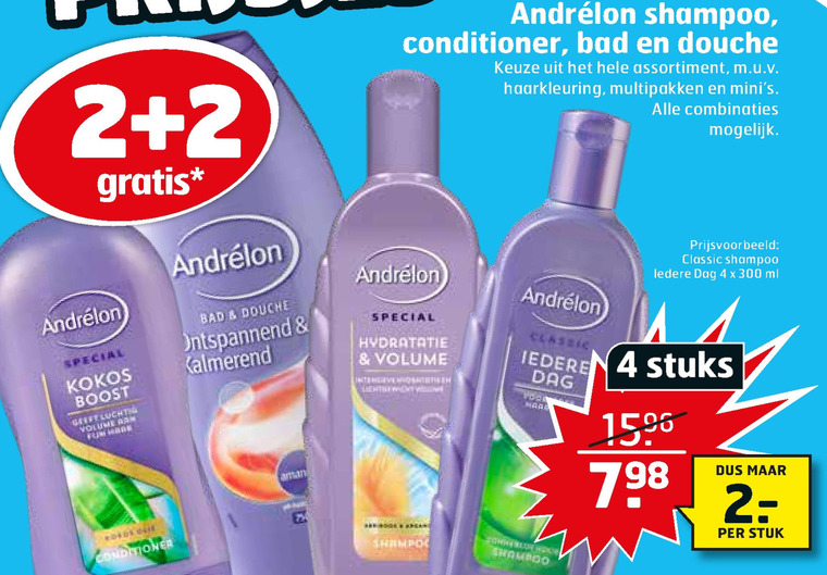 Andrelon   shampoo, douchegel folder aanbieding bij  Trekpleister - details