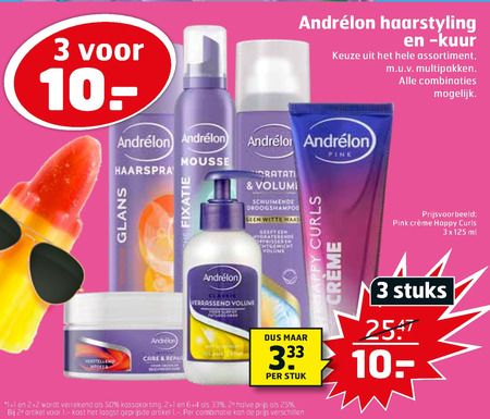 Andrelon   haargel, hairspray folder aanbieding bij  Trekpleister - details