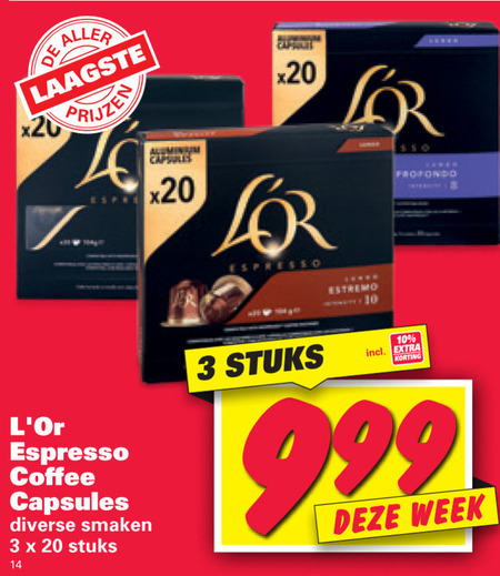 Douwe Egberts L Or   koffiecups folder aanbieding bij  Nettorama - details