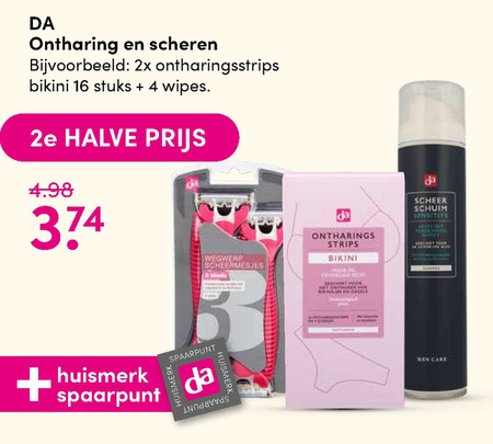 DA Huismerk   scheermesjes, ontharingscreme folder aanbieding bij  DA - details