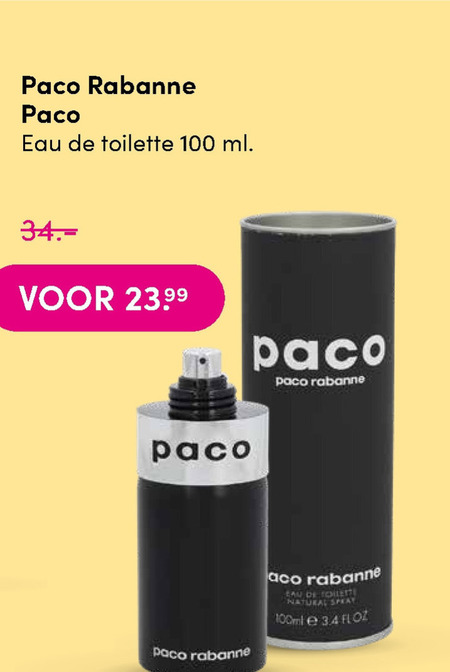 Paco Rabanne   eau de toilette folder aanbieding bij  DA - details