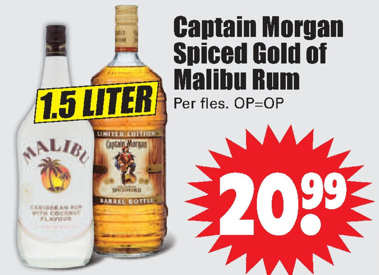 Malibu   rum, likeur folder aanbieding bij  Dirk - details