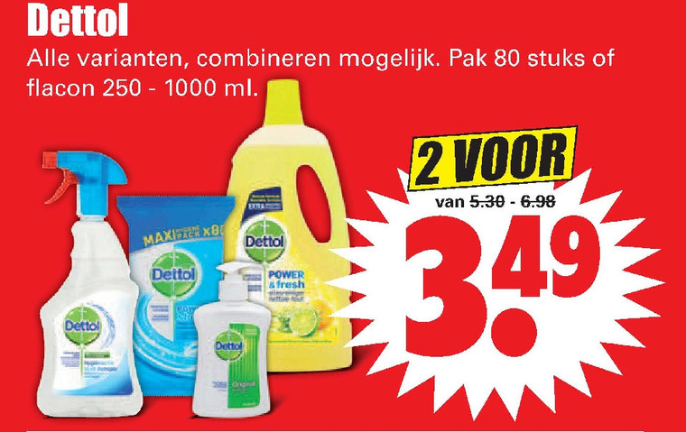 Dettol   handzeep, allesreiniger folder aanbieding bij  Dirk - details