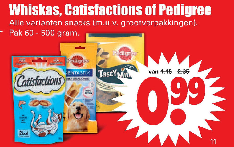 Catisfactions   hondensnacks, kattensnacks folder aanbieding bij  Dirk - details