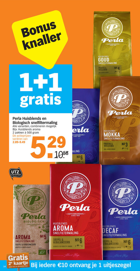 Perla   koffie folder aanbieding bij  Albert Heijn - details