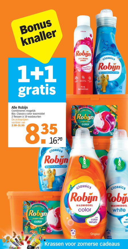 Robijn   wasverzachter, wasmiddel folder aanbieding bij  Albert Heijn - details