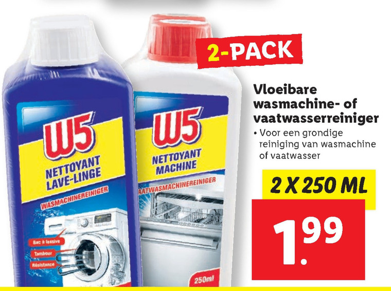 W5 wasmachinereiniger, vaatwasmachinereiniger folder aanbieding bij