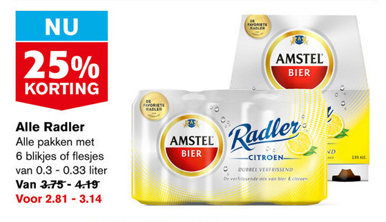 Amstel   radler bier folder aanbieding bij  Hoogvliet - details