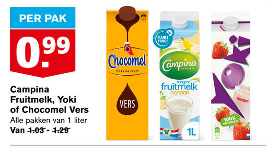 Campina   drinkyoghurt, melkdrank folder aanbieding bij  Hoogvliet - details