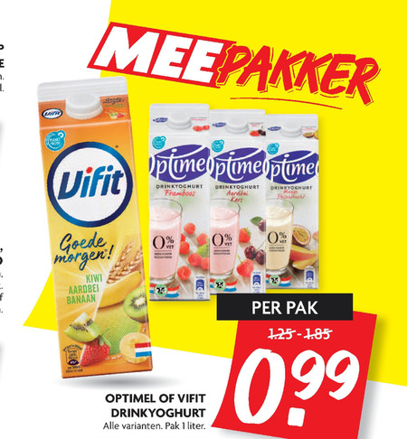 Optimel   drinkyoghurt folder aanbieding bij  Dekamarkt - details