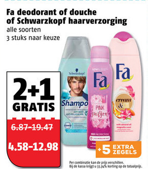 Fa   douchegel, shampoo folder aanbieding bij  Poiesz - details