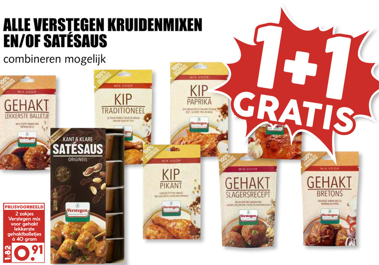 Verstegen   satesaus, kruiden folder aanbieding bij  MCD Supermarkt Basis - details