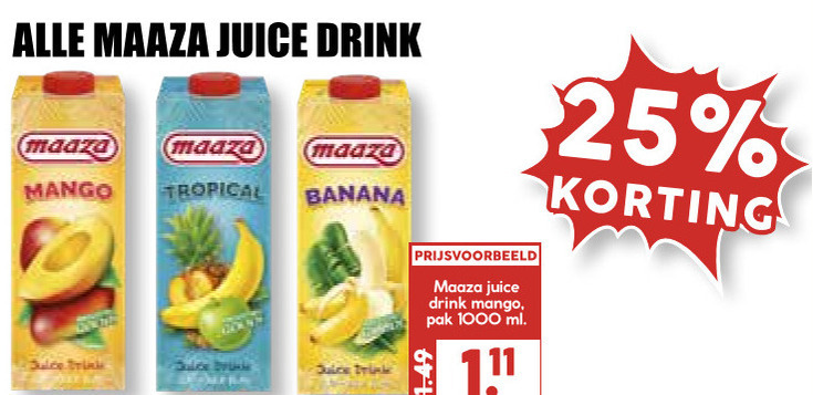 Maaza   fruitdrank folder aanbieding bij  MCD Supermarkt Basis - details