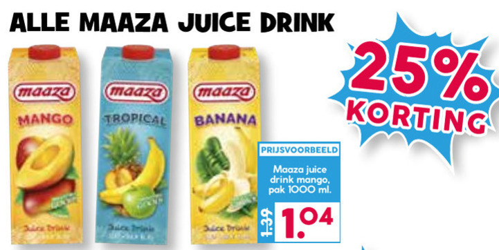 Maaza   fruitdrank folder aanbieding bij  Boons Markt - details