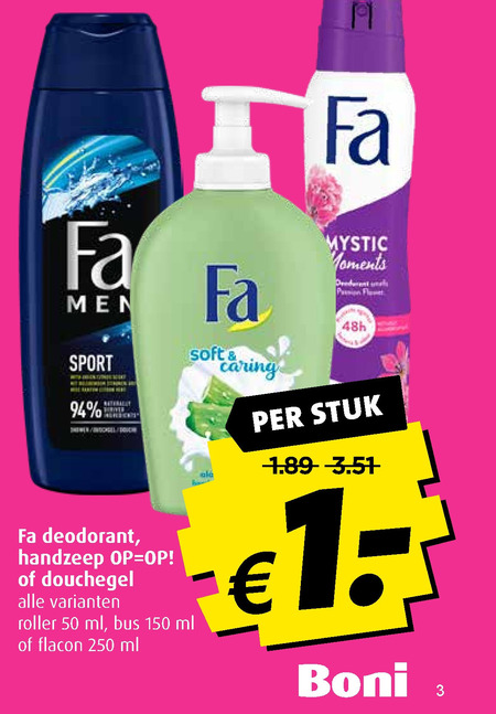 Fa   handzeep, deodorant folder aanbieding bij  Boni - details